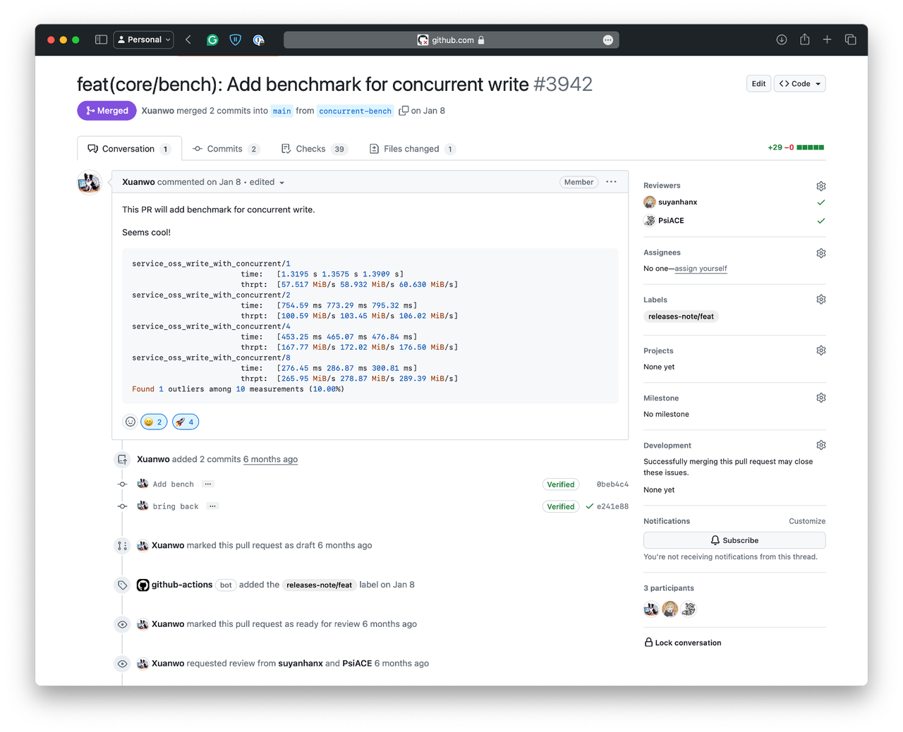 Concurrent Write Benchmark results, opendal#3942