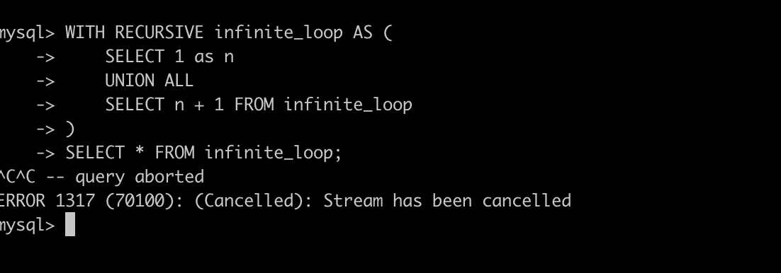 （Figure 2: Ctrl+C Interrupting a Query）