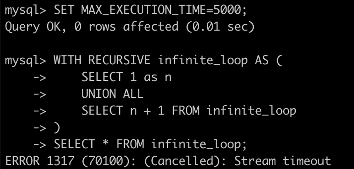（Figure 3: Query Times Out after 5 Seconds）