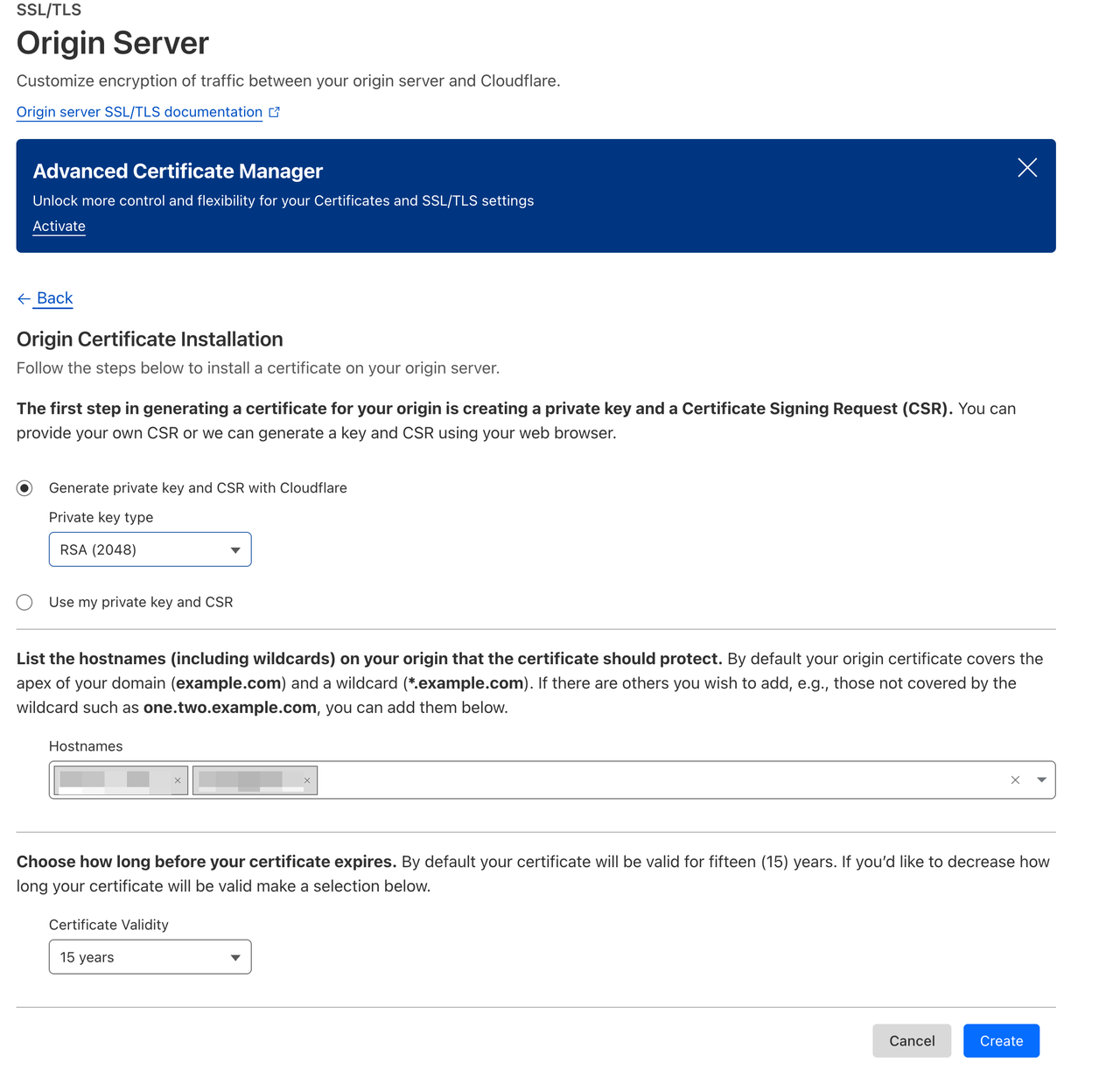 （Figure 6: Use the default configuration to create a certificate）