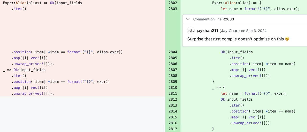 Constant hoisting optimization example