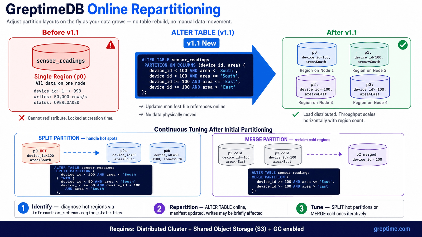 GreptimeDB online repartitioning overview